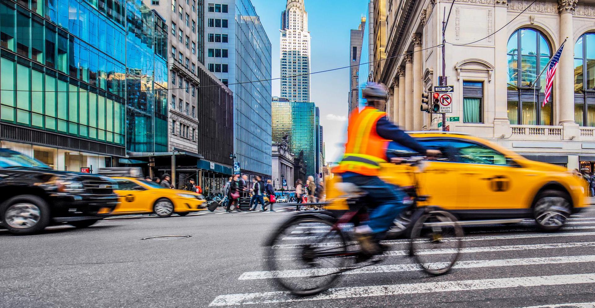 Rush hour on busy street in New York City