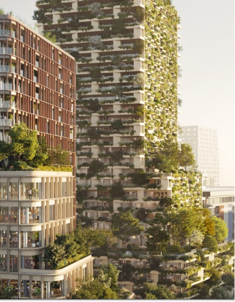 Project Wonderwoods in Utrecht, twee moderne flatgebouwen met veel groen