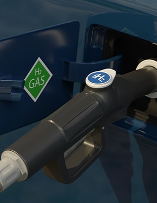 Tanken bij een waterstof tankstation. Arcadis en groene waterstof voor de industrie.