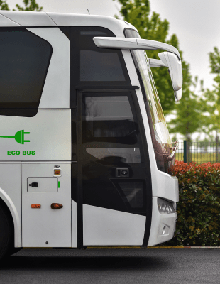Electric vehicle parked on a city street.