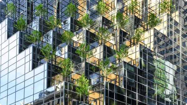 Trees Installation On A Skyscraper Of New York City, USA