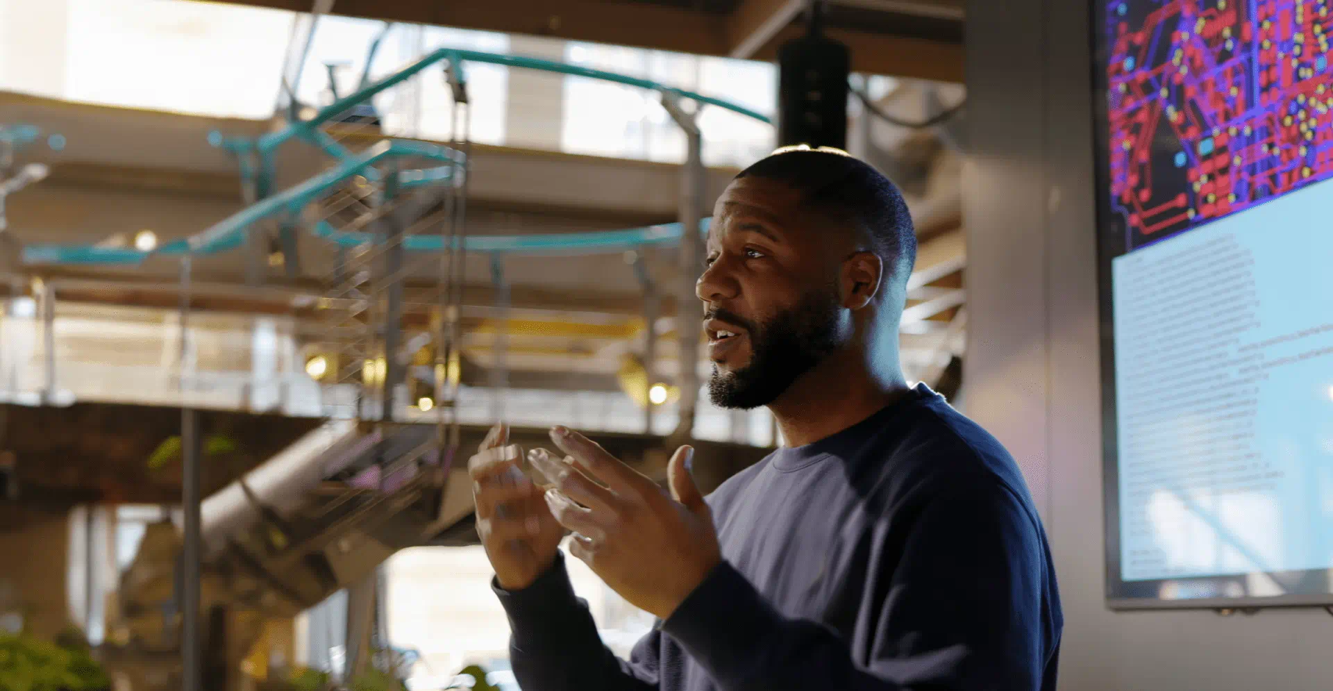 Man discussing digital products