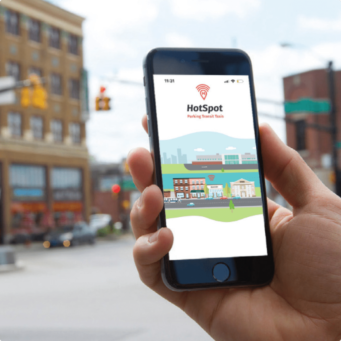 A smartphone displaying a HotSpot app interface, showcasing connectivity options and network settings for mobile internet access.