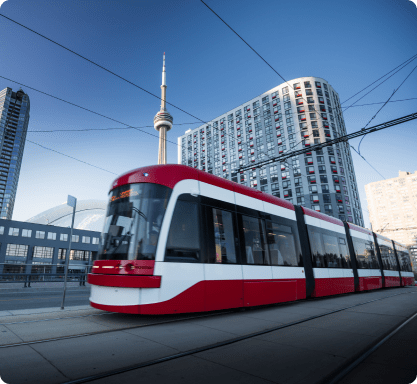 Public transit train in Toronto