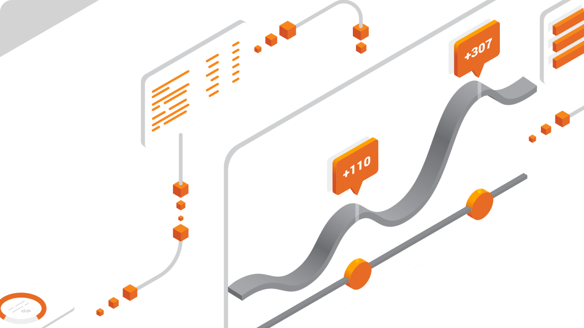 An illustration depicting a graph featuring multiple orange dots representing data points.