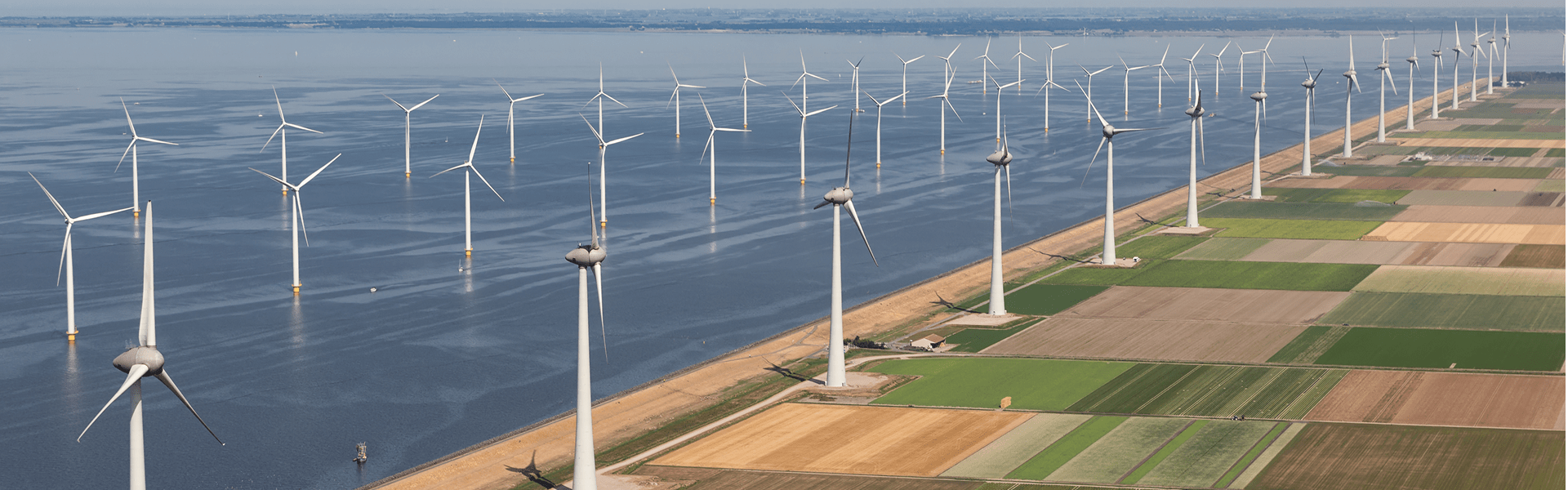 A large group of wind turbines stands tall in the ocean, harnessing renewable energy from the wind.