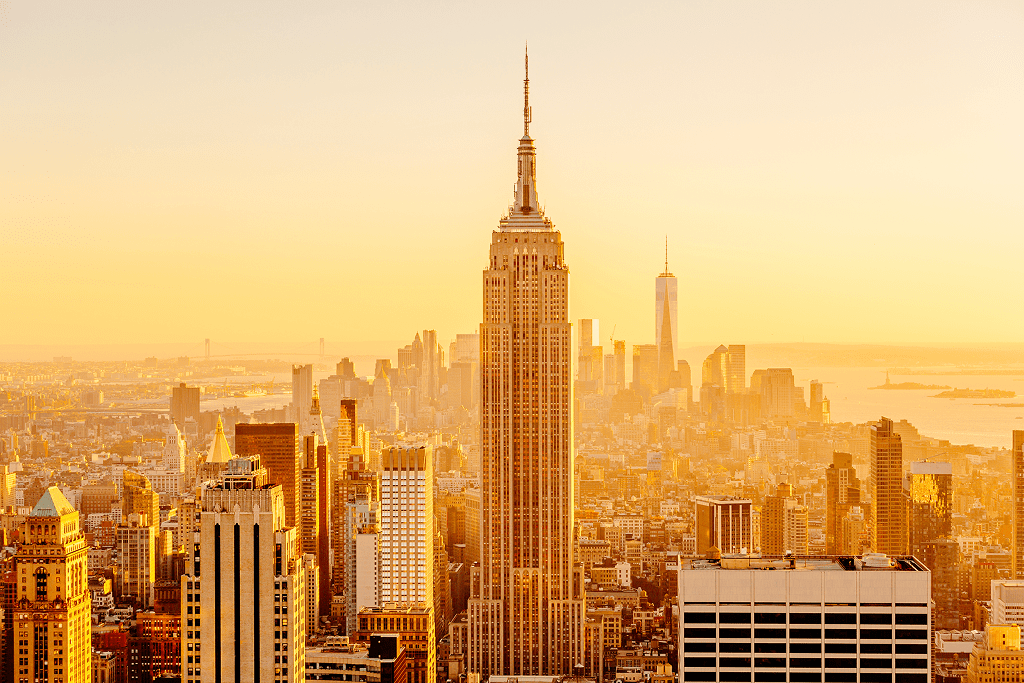 Image of a New York City skyline in a golden afternoon.