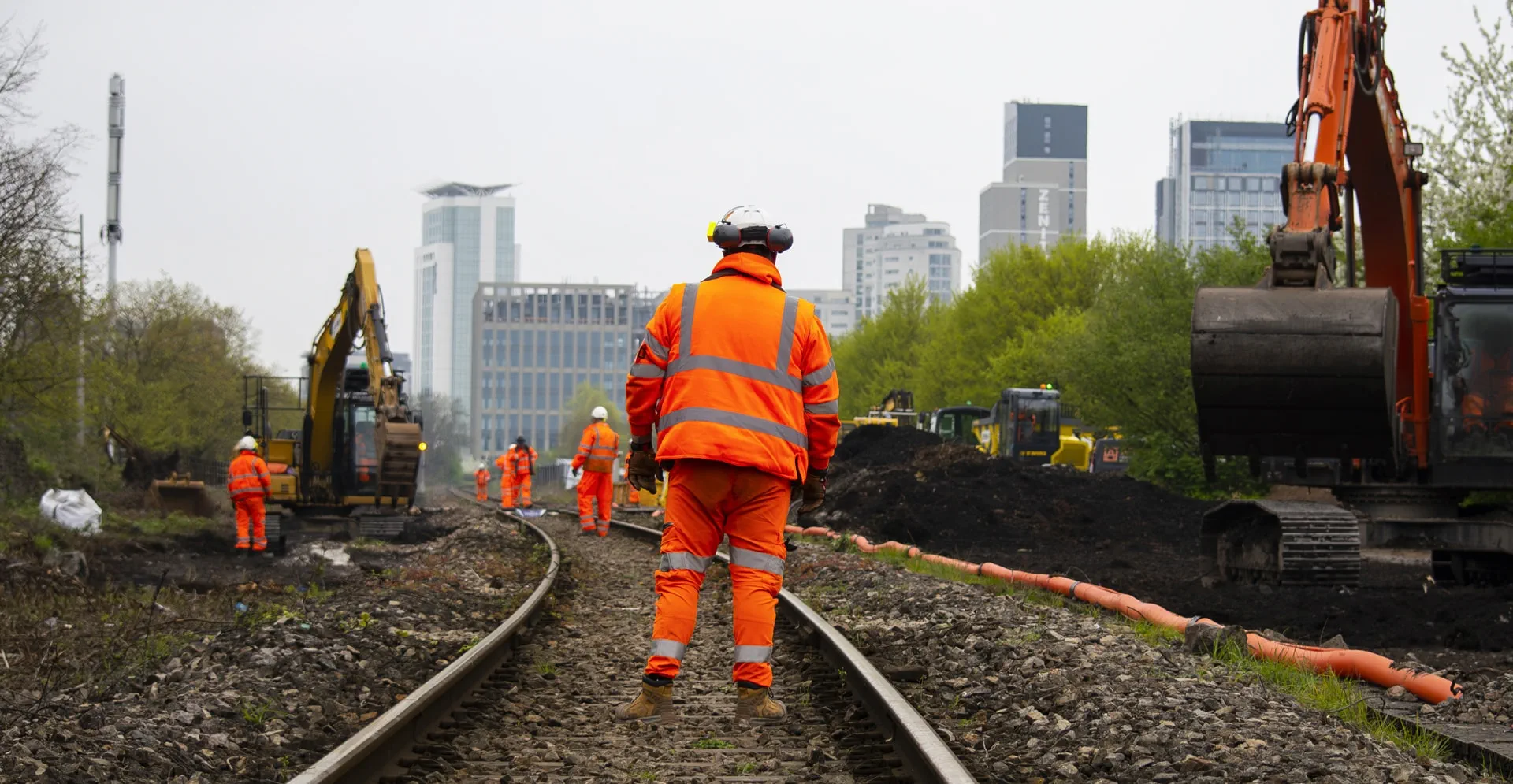 Railway construction work in England