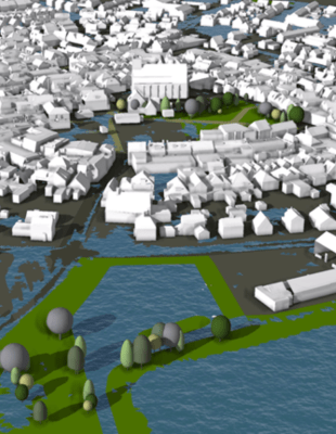Visualisatie van Noordkop over klimaatbestendig stedelijk watersysteem