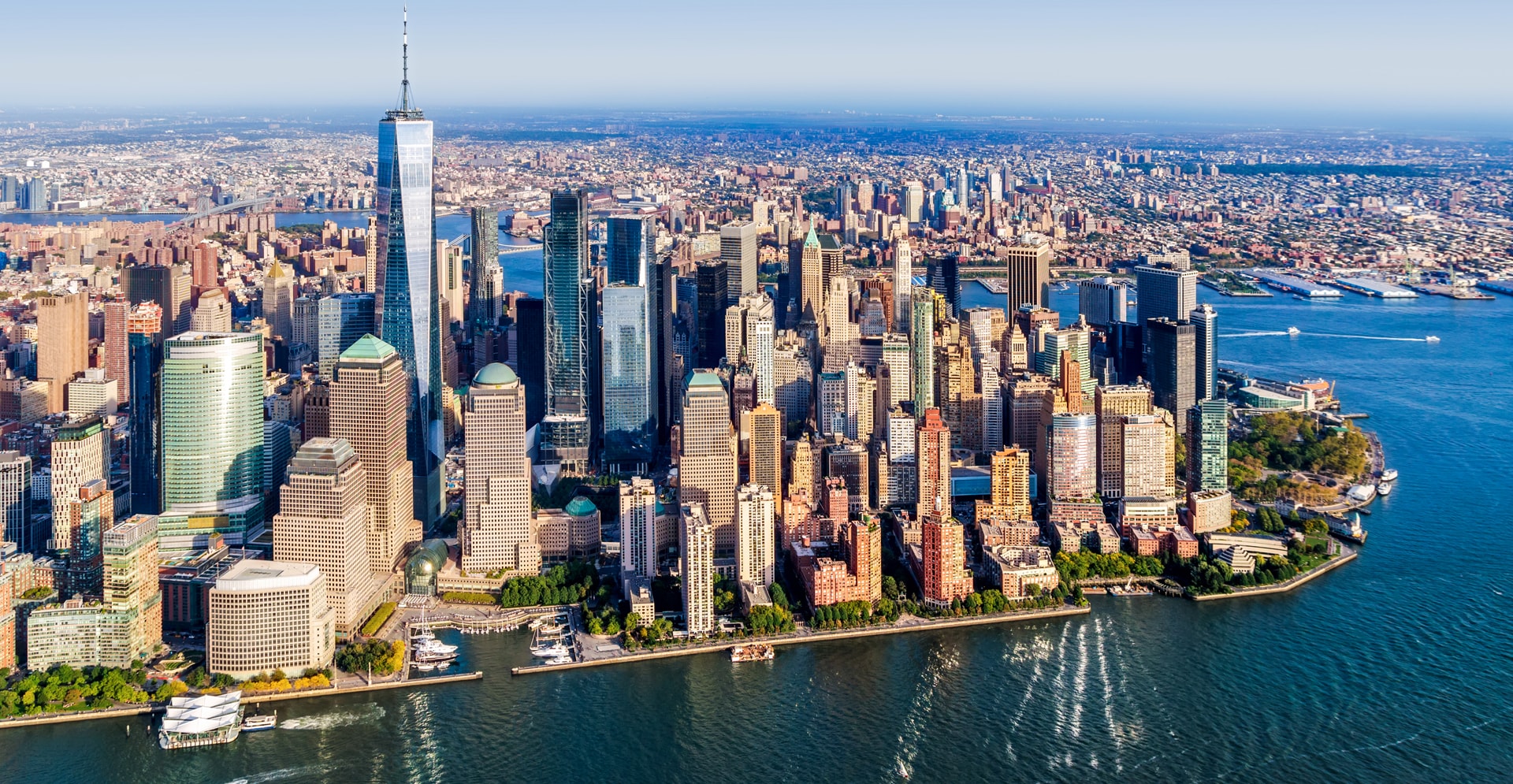 Aerial view of Lower Manhattan. New York