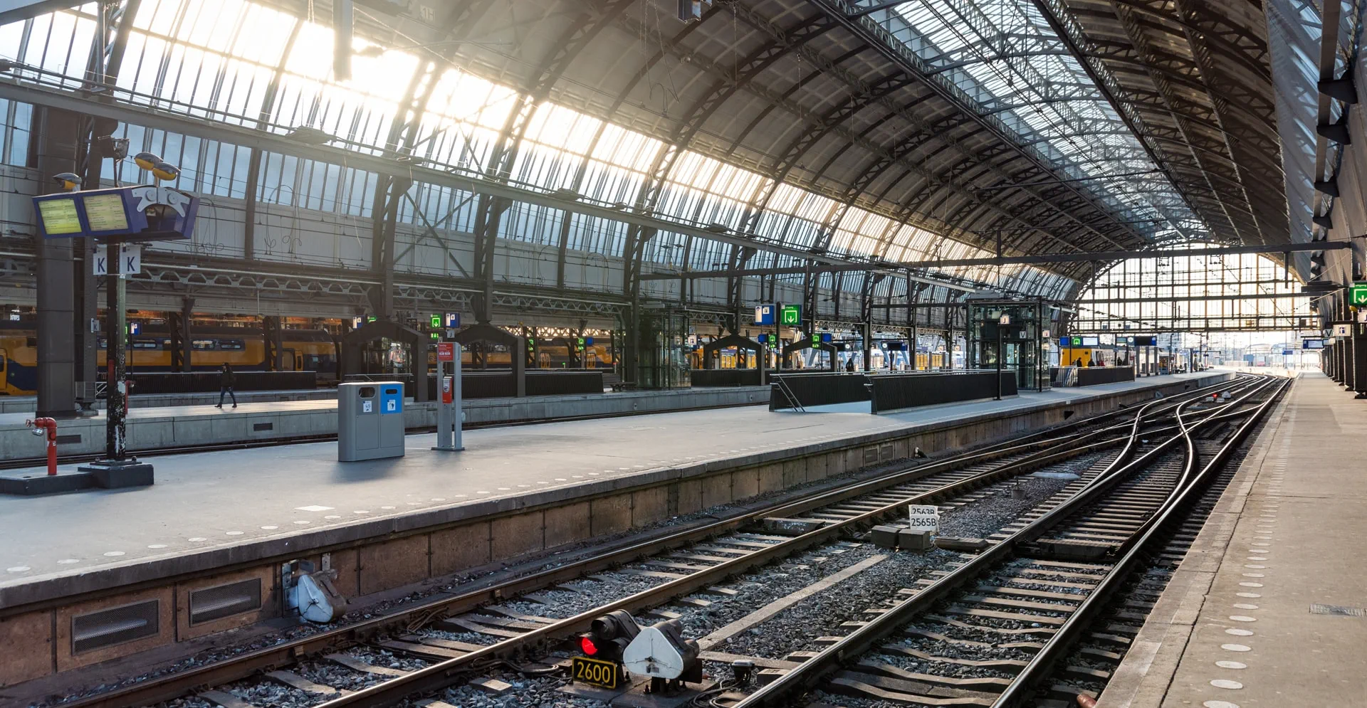 Train platforms in a railway station