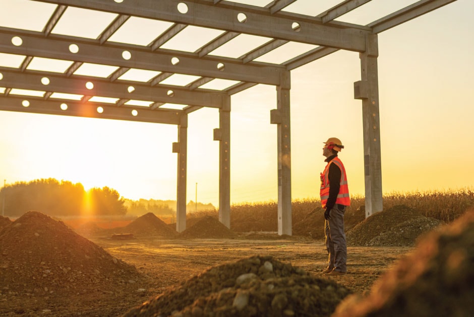 Man overlooking at construction site