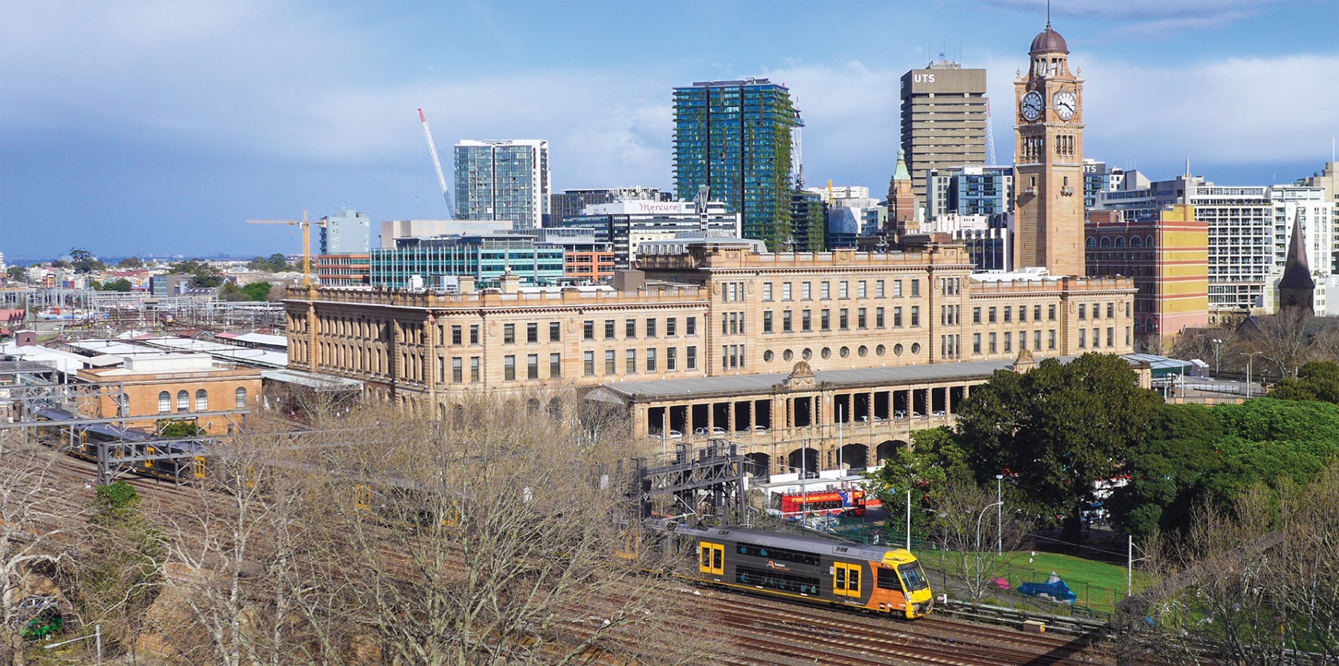 Aerial view of Central Station in Sydney Australia