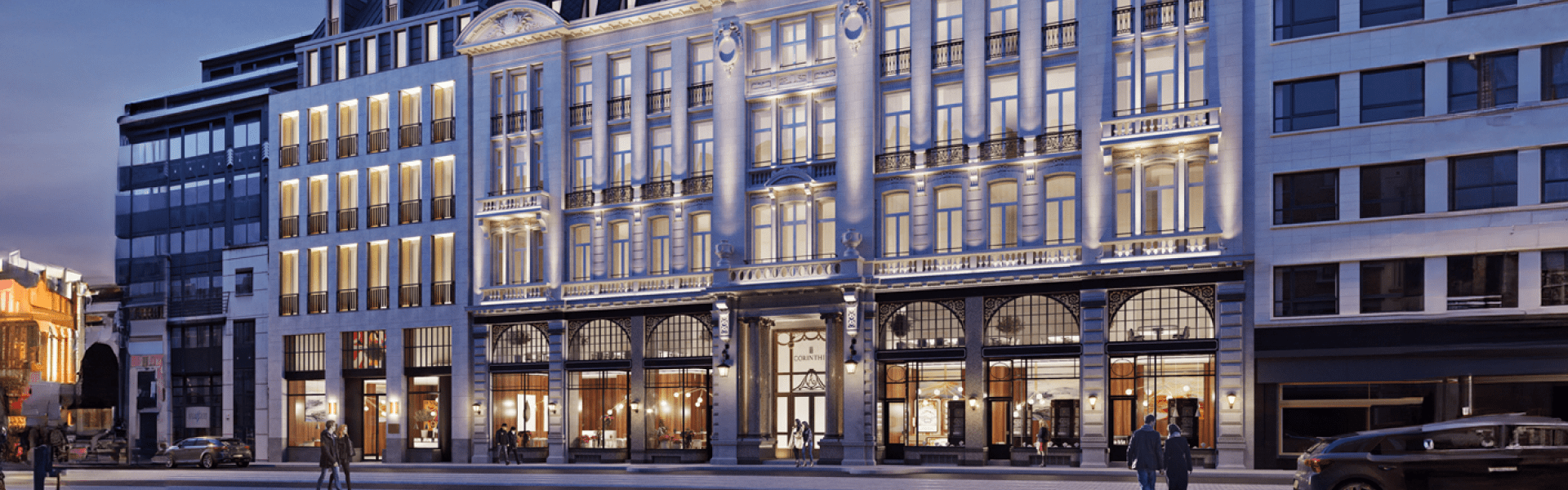 The magnificent facade of the Corinthia Grand Hotel Astoria Brussels