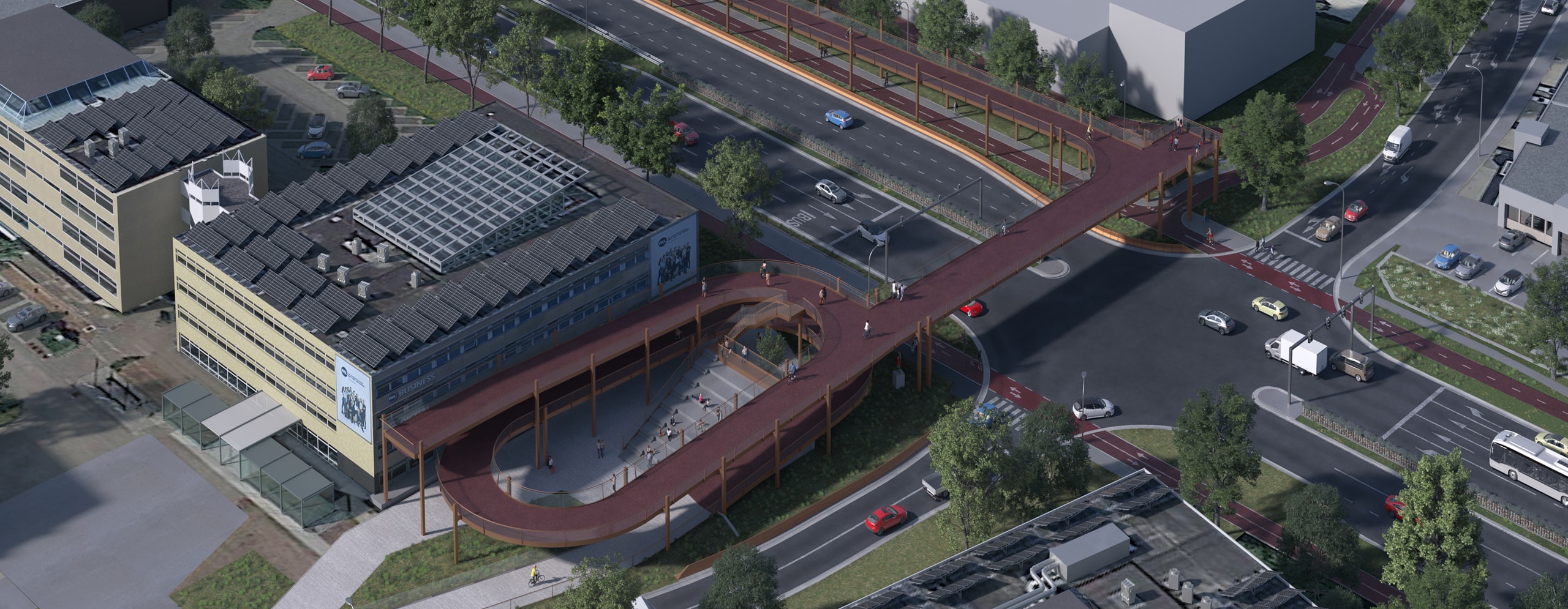 Fiets- en voetgangersbrug over Grote Ring in Hasselt