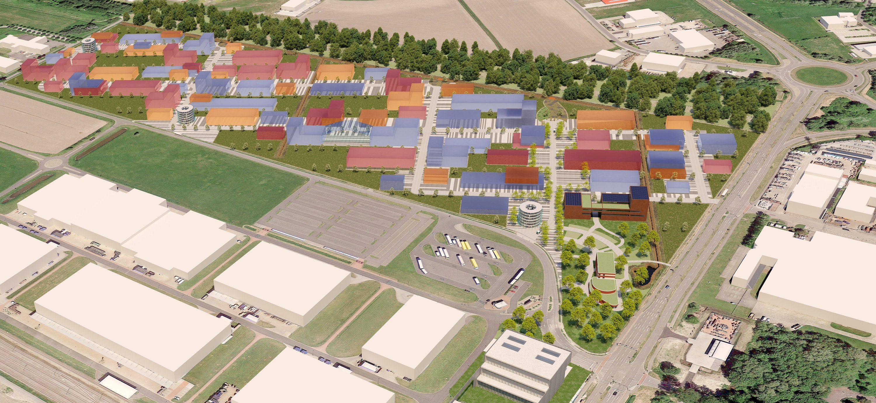 3D-Visualisierung der Planung als Luftaufnahme