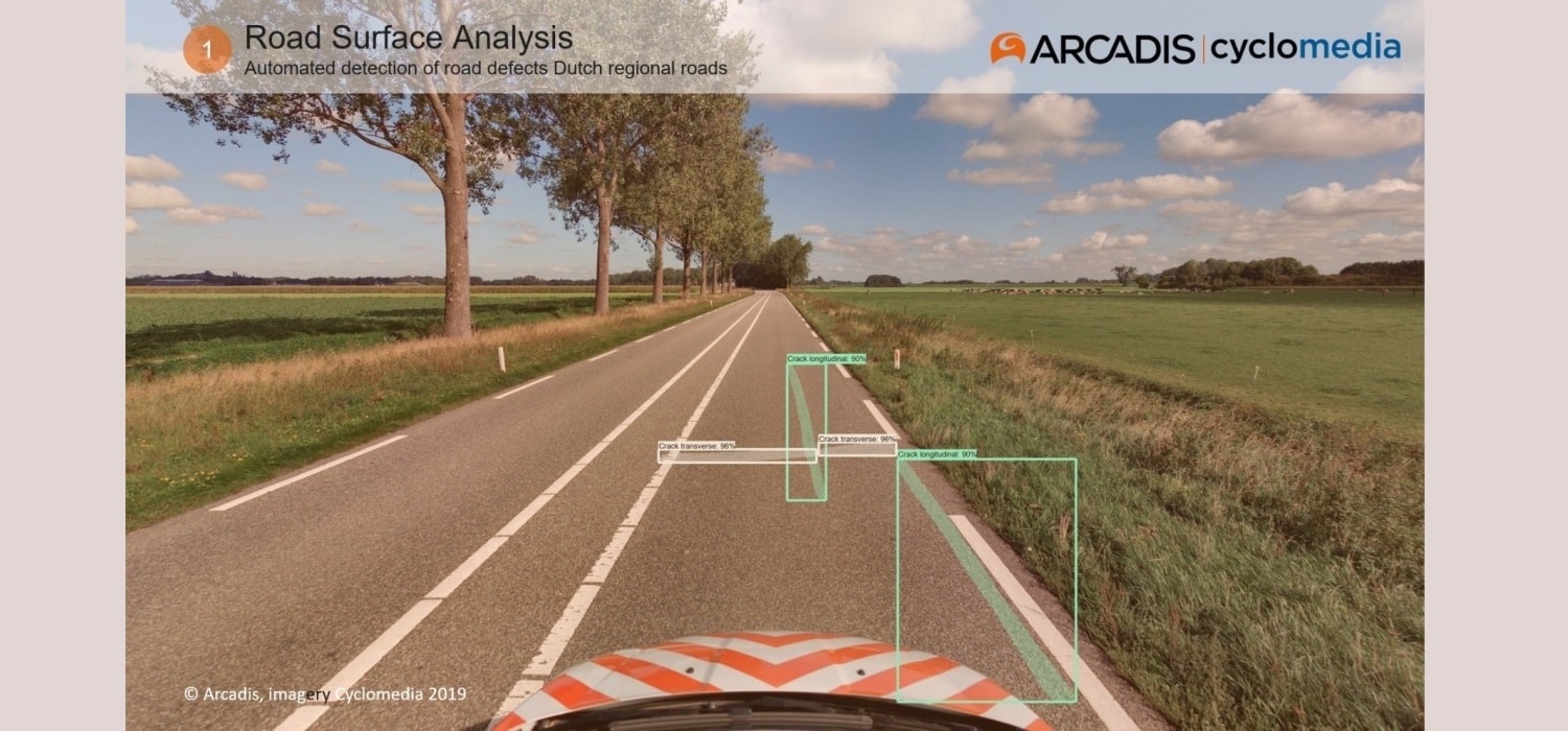 Beeld automatische detectie met defecten aan Nederlandse regionale wegen