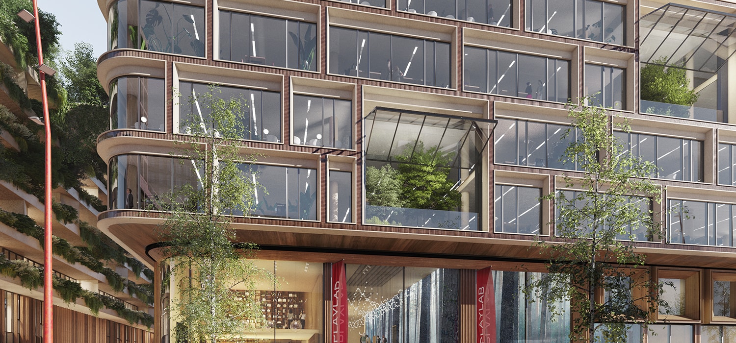 Visualisatie van nieuwe Woontoren in Utrecht met aan de gevels beplanting