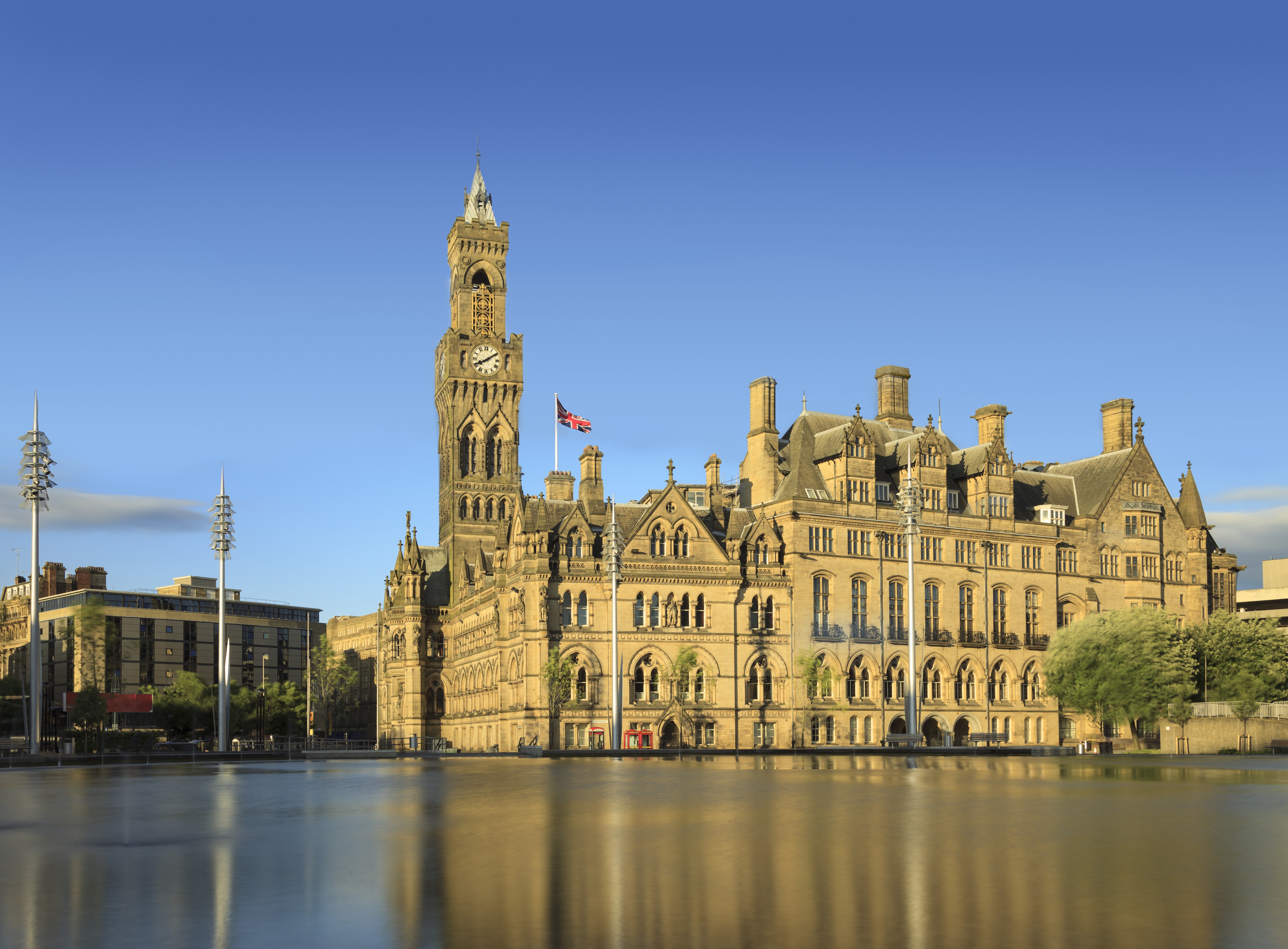 The multi-award-winning Bradford City Park boasts the largest urban water feature in the UK