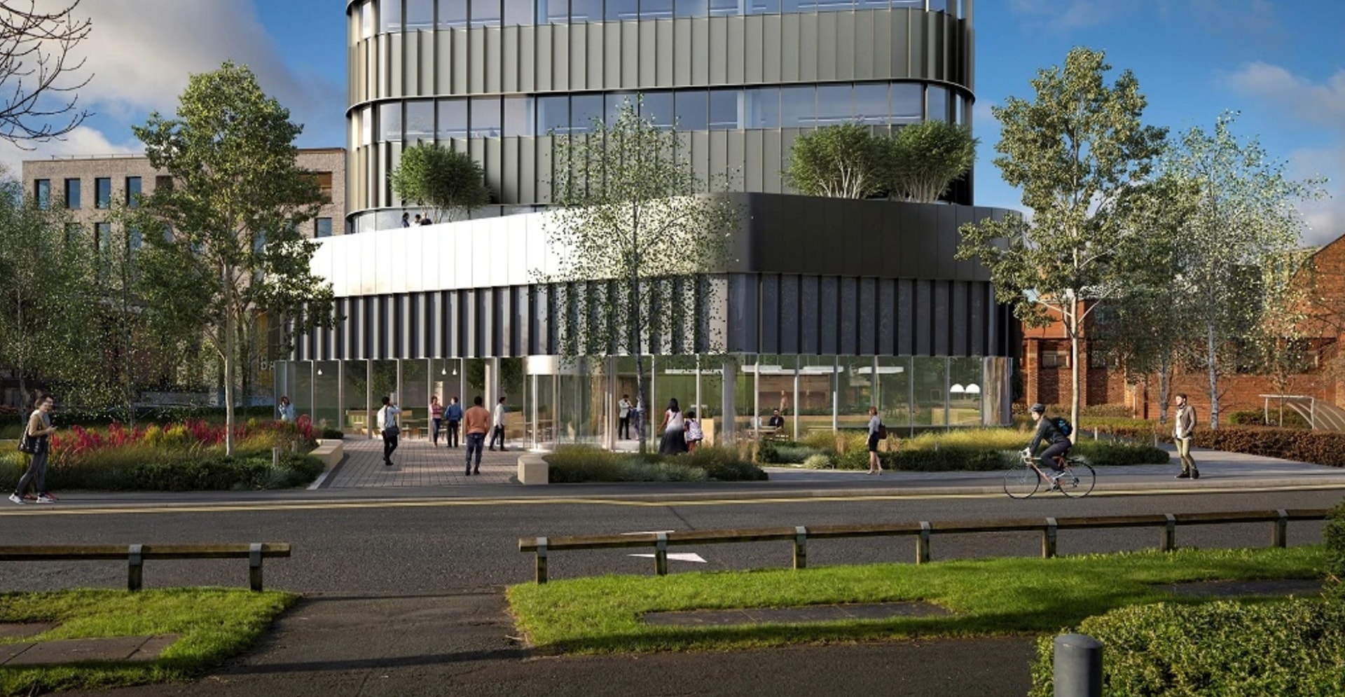 UK BioBank front view with people